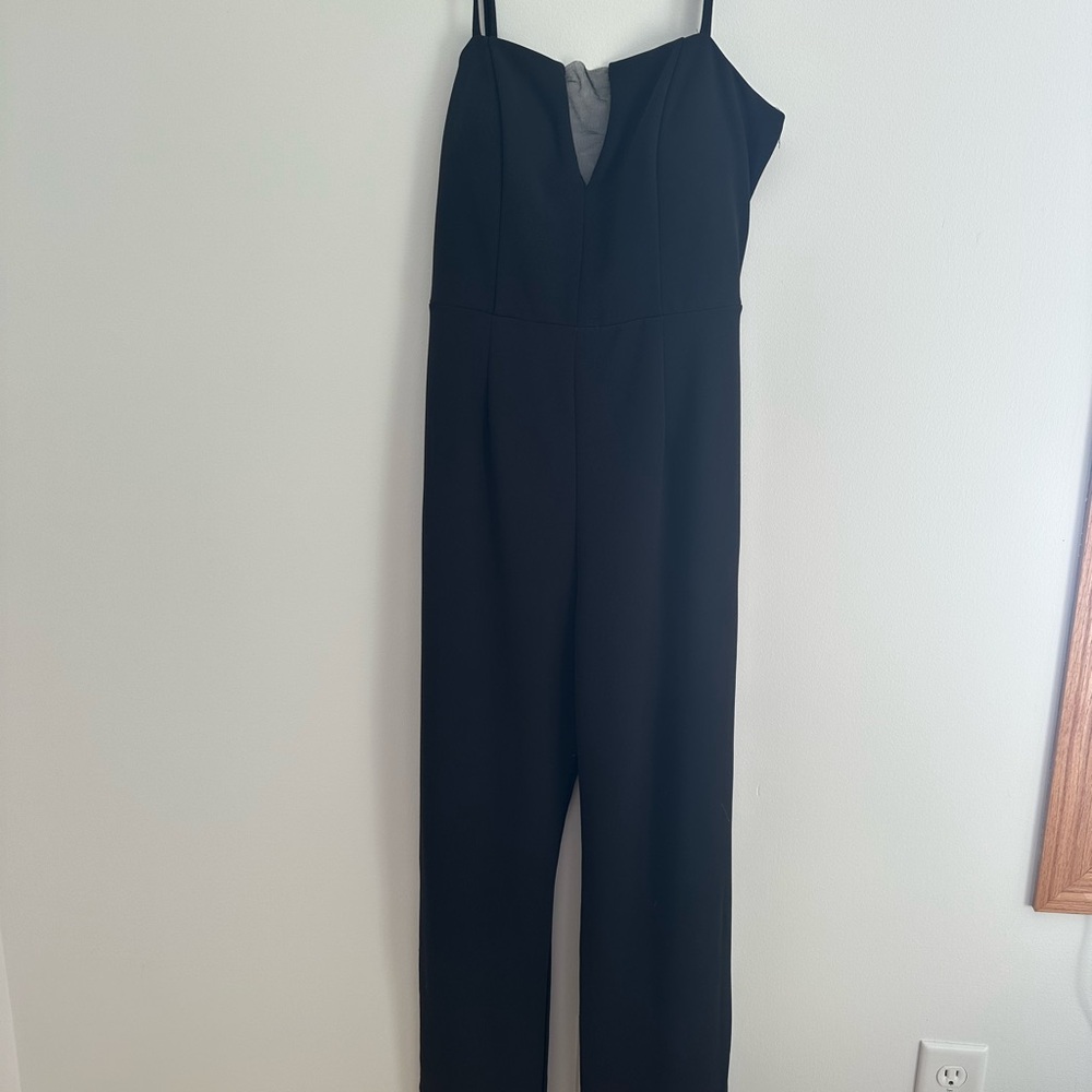 Francesca's Collections Black Spaghetti Strap Jumpsuit